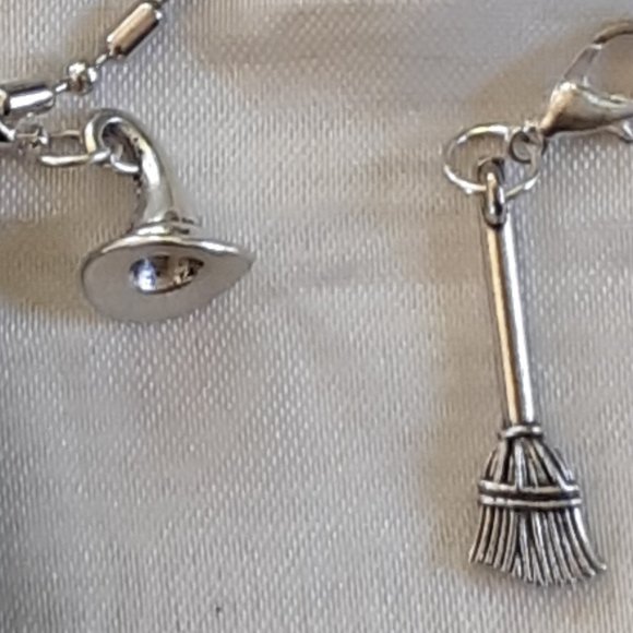 COPY- Wormwood Glass Bottle Necklace 3D Witch Hat Broom Zipper Pulls Handmade - Picture 5 of 7